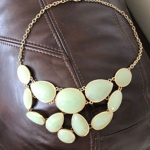 Gold and mint green jeweled necklace